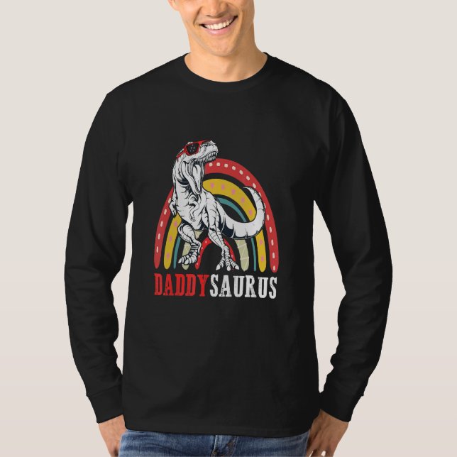 T-shirt Daddysaurus Rex Rainbow Daddy Saurus Fête des Père (Devant)