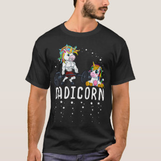 T-shirt Dadicorn Unicorn Papa Fitness Gym Weightlifting Bi