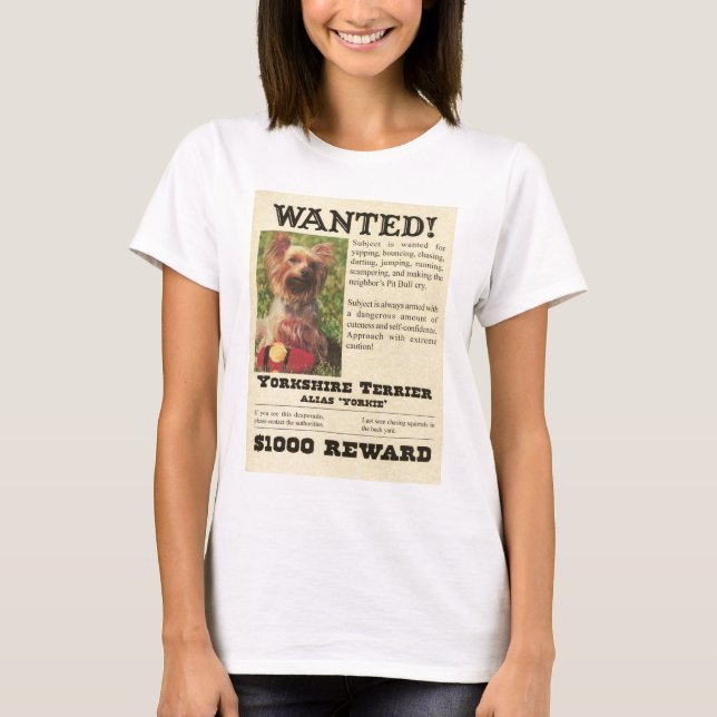 T-shirt d'affiche Recherchée de Yorkie (Devant)