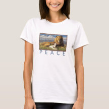 T-shirt d'agneau et de lion de paix de femmes