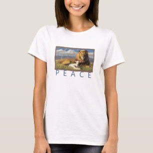 T-shirt d'agneau et de lion de paix de femmes