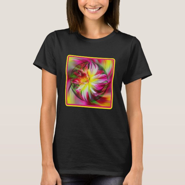T-shirt Dahlia Fleur Floral Art Abstrait (Devant)