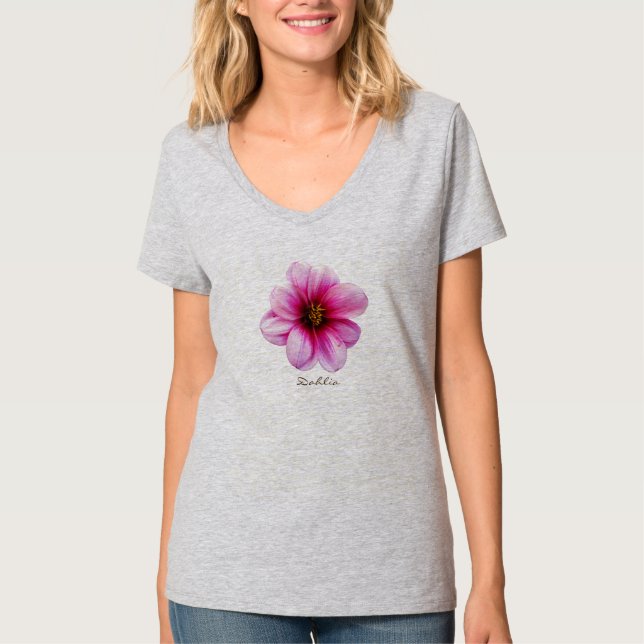 T-shirt Dahlia rose de fleur avec le texte toutes les (Devant)