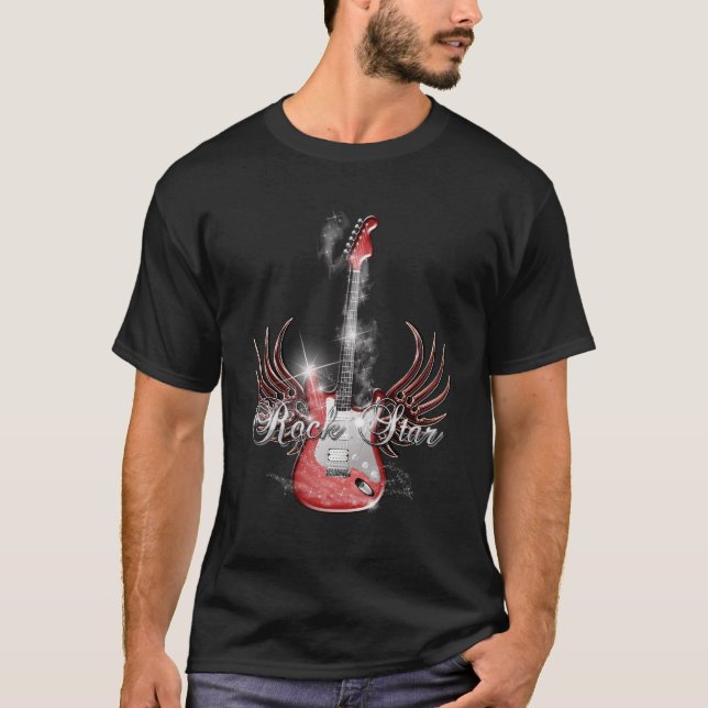 T-shirt d'aile de guitare rock masculin (Devant)