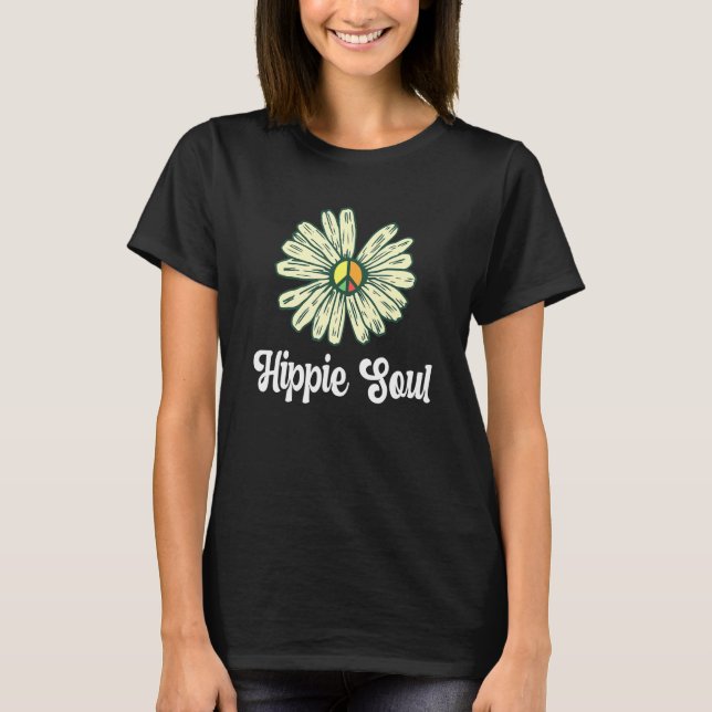 T-shirt Daisy 60s les années 70 Hippies Fleurs de la Paix  (Devant)