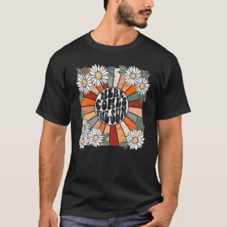 T-shirt Daisy Rétro Arc-en-ciel Lever du Soleil Voici veni