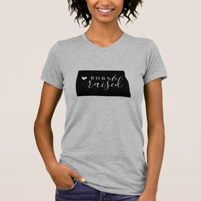 T-shirt Dakota du Nord Né et élevé Tee State (Devant)