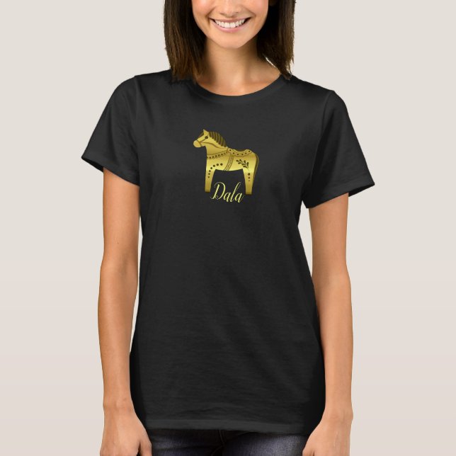 T-shirt Dala doré or cheval folk suédois (Devant)