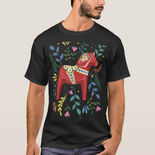 T-shirt Dala suédois Horse Folk Suède Drapeau Dalahelmsolj
