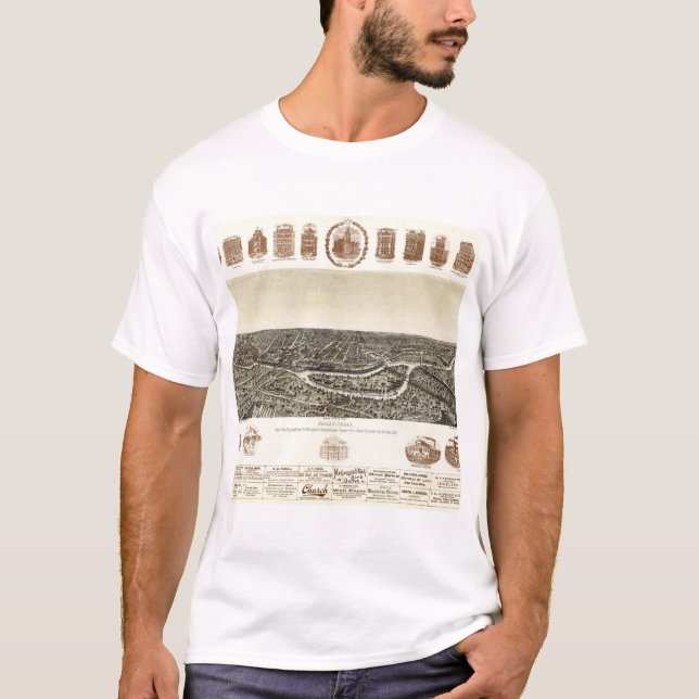 T-shirt Dallas-Texas-1892 Carte Antique (Devant)