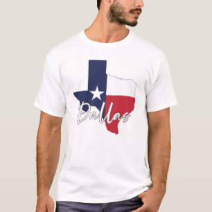T-shirt Dallas, Texas Drapeau Carte Hommes blanc