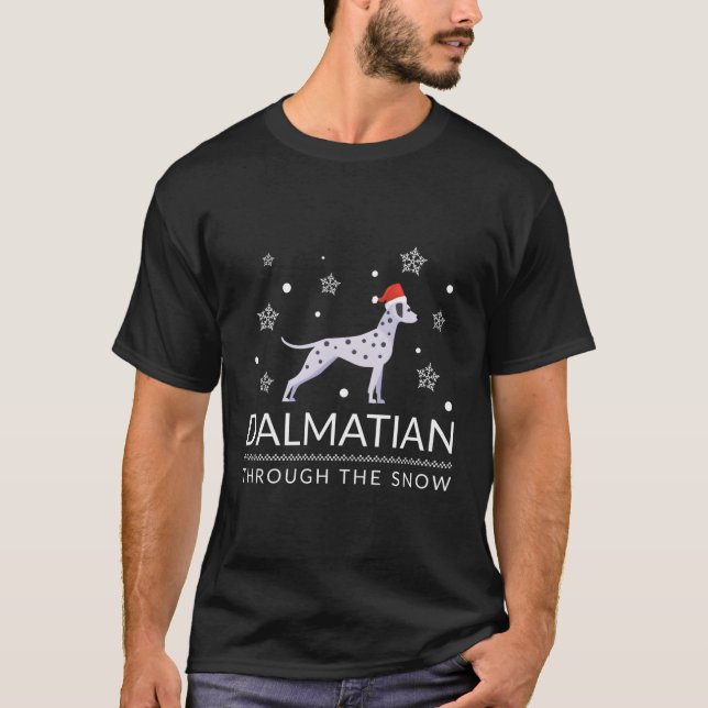 T-shirt Dalmatie À Travers Le Design De Neige Pour Noël (Devant)
