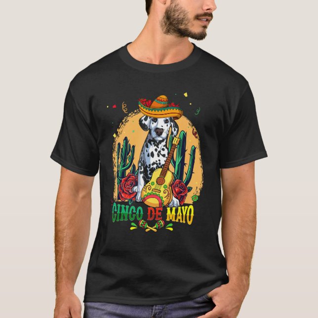T-shirt Dalmatie Sombrero Cinco De Mayo Chien Mexicain Hom (Devant)