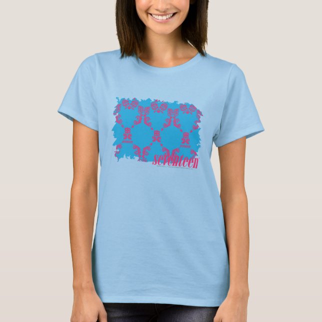 T-shirt Damask Magenta-Aqua 4 (Devant)