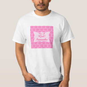 T-shirt Damassé rose c'est un papa personnalisé par nom 