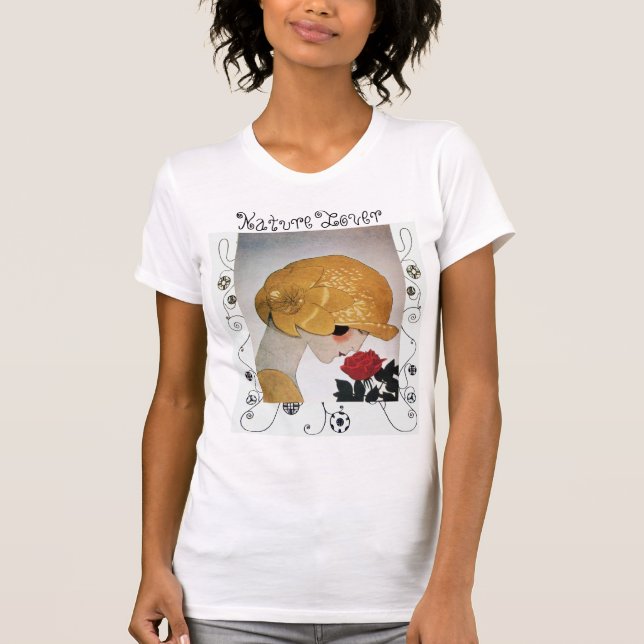 T-SHIRT DAME À ROSE ROUGE, LES CHEMISES GÉOMÉTRIQUES AMOUR (Devant)