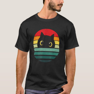 T-shirt Dame au chat noir rétro vintage maman papa joli ch