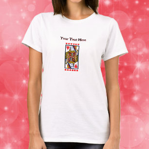 T-shirt Dame de coeur élégante Cartes à jouer Rangées de c