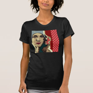 T-shirt Dame des années 1920 au chapeau bleu Pop Art