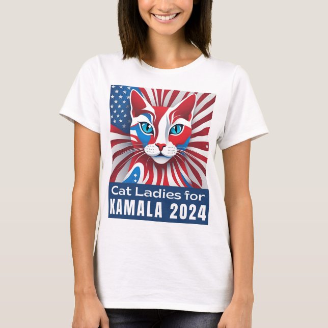 T-shirt Dames de chat pour Kamala 2024 Démocrate (Devant)