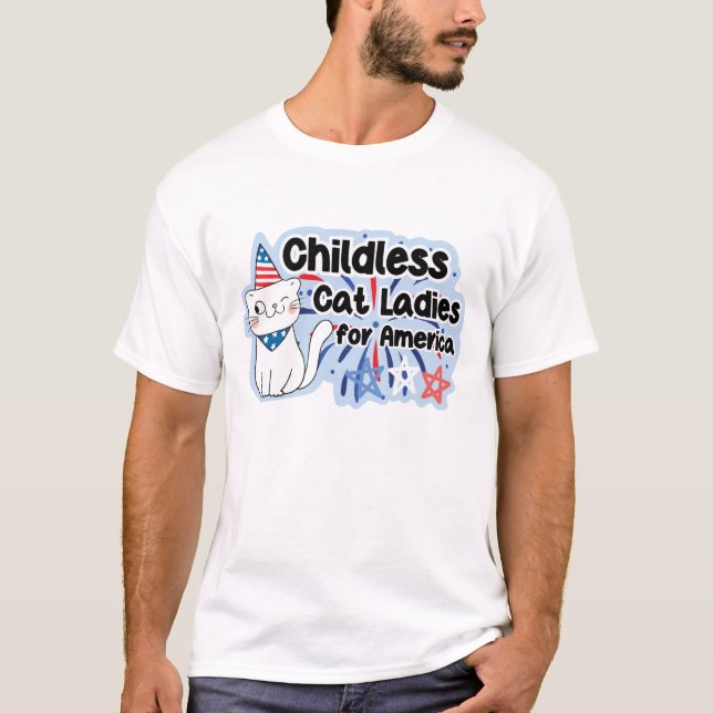 T-shirt Dames De Chat Sans Enfant Pour L'Amérique Kamala 2 (Devant)
