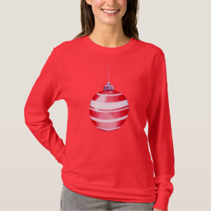 T-shirt dames de l'ornement de Noël rouge