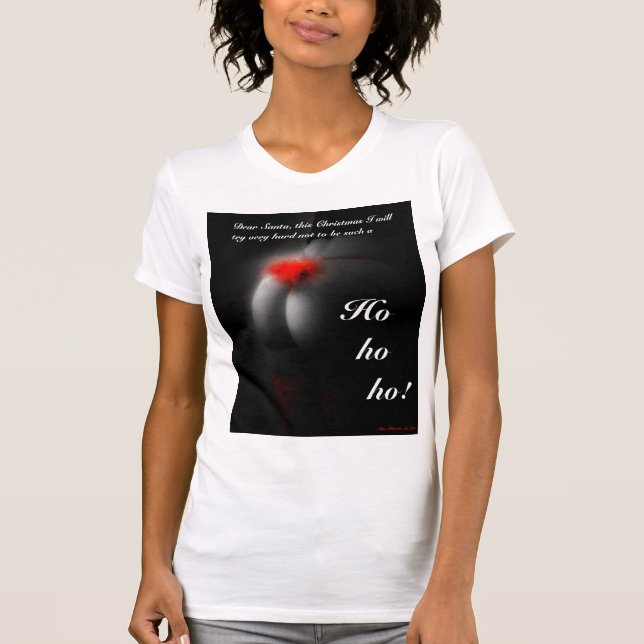 T-shirt Dames de Noël Naughty Père Noël Joke (Devant)