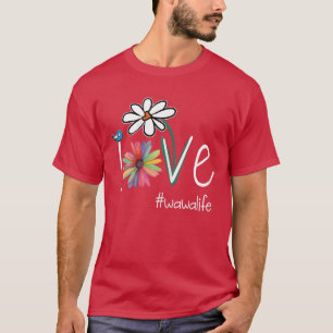 T-shirt d'amour de la vie de WaWa Art Fleur Couleu