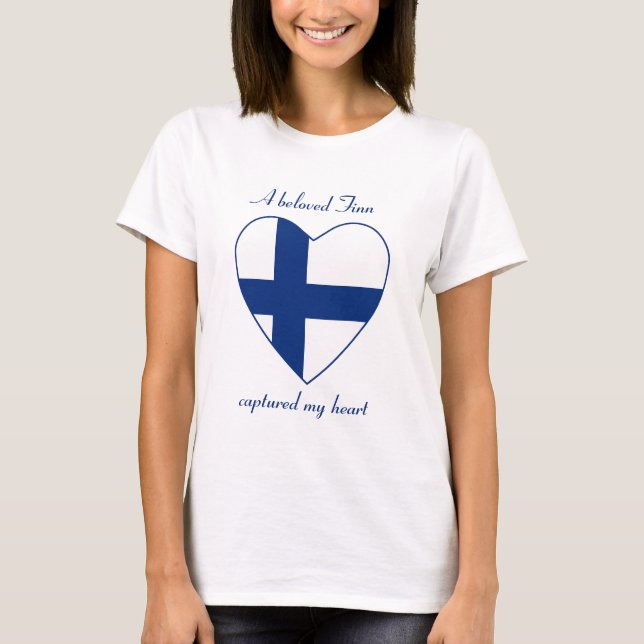 T-shirt d'amoureux de drapeau de la Finlande (Devant)