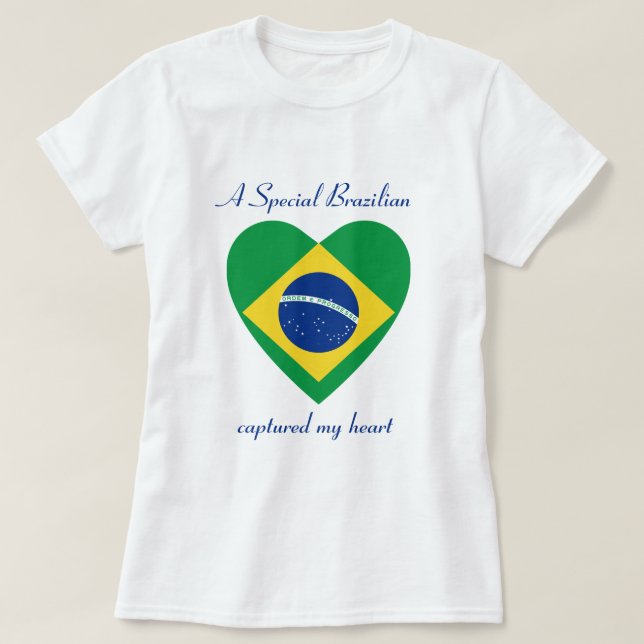 T-shirt d'amoureux de drapeau du Brésil (Design devant)
