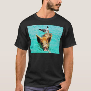 T-shirt D'amusement fis de mouette de porc de natation de