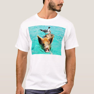 T-shirt D'amusement fis de mouette de porc de natation de