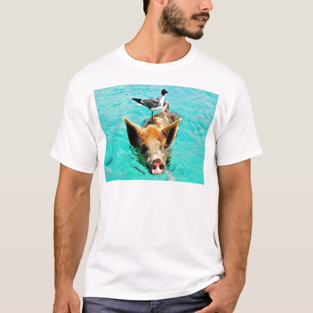 T-shirt D'amusement fis de mouette de porc de natation de (Devant)