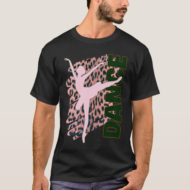 T-shirt Dance Hot Pink Leopard Print Ballerina Dancer Teac (Devant)