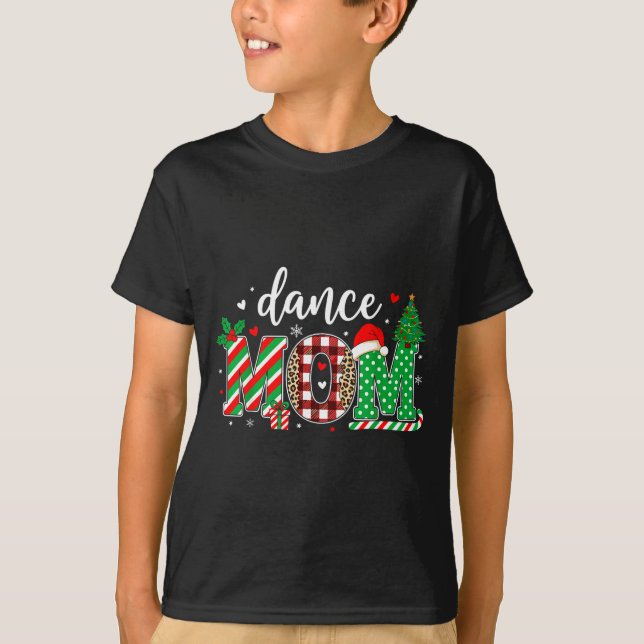 T-shirt Dance Mom Christmas Buffalo Plaid Leopard Santa Ha (Devant)