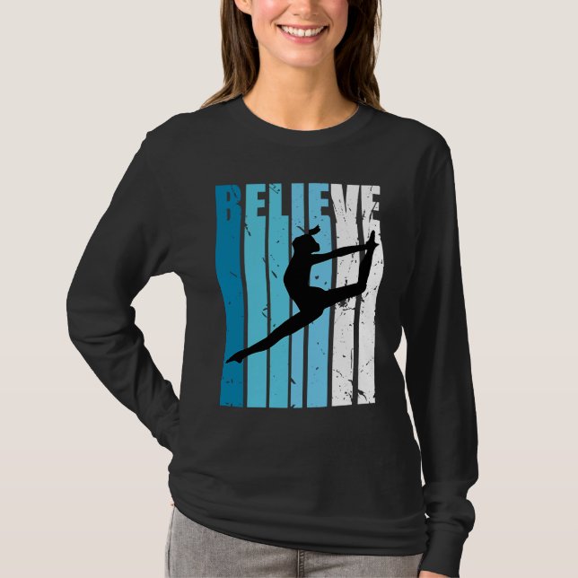 T-shirt Dance Retro Believe Turquoise Dancer Dancing Fan W (Devant)