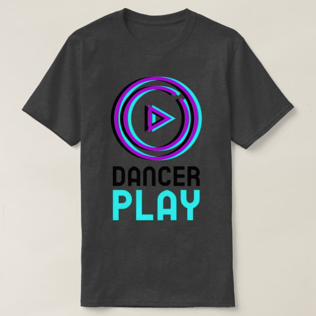 T-shirt Dancer Play Bouton Play violet bleu noir fun desi (Design devant)