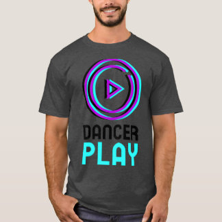 T-shirt Dancer Play Bouton Play violet bleu noir fun desi