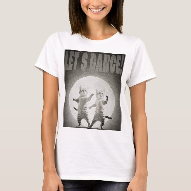 T-shirt dancing cats-2-BW (Devant)
