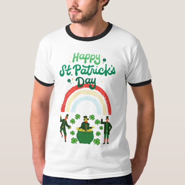 T-shirt "Dancing Leprechauns & Rainbow - St. Patrick’s Day (Devant)