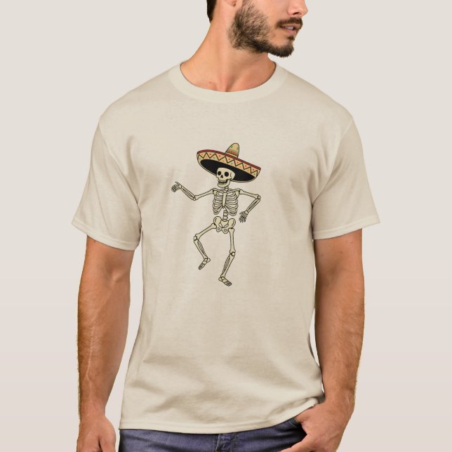 T-shirt Dancing Skeleton avec Sombrero Día de los Muertos (Devant)