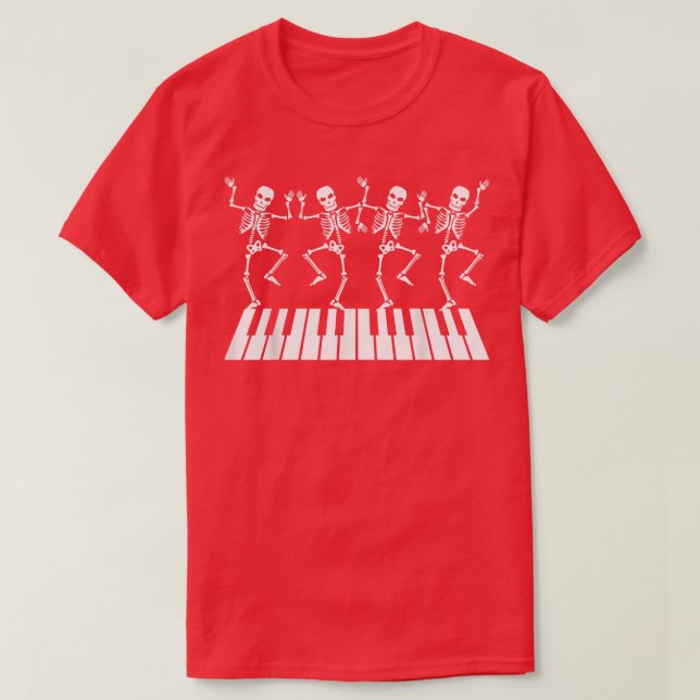 T-shirt Dancing Skeleton en Piano T  (Design devant)