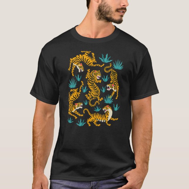 T-shirt Dancing Tiger Cartoon Graphic (Devant)