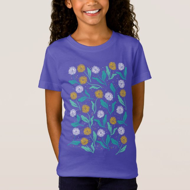 T-Shirt Dandelion de printemps Fleurs et design Feuille (Devant)