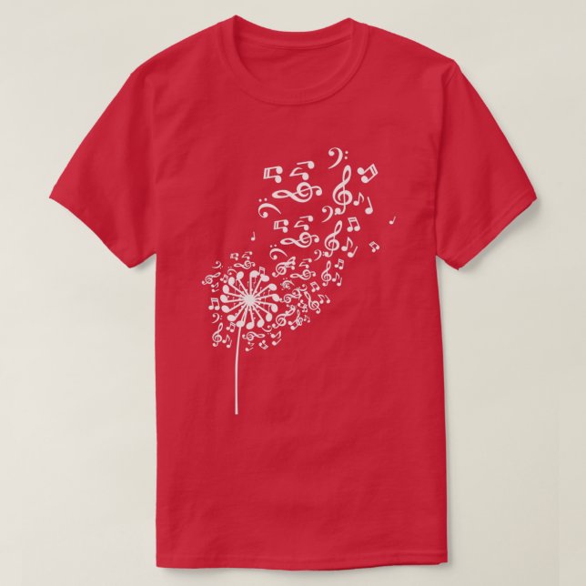 T-shirt Dandelion Musical Notes Musique Lover Nature Flowe (Design devant)