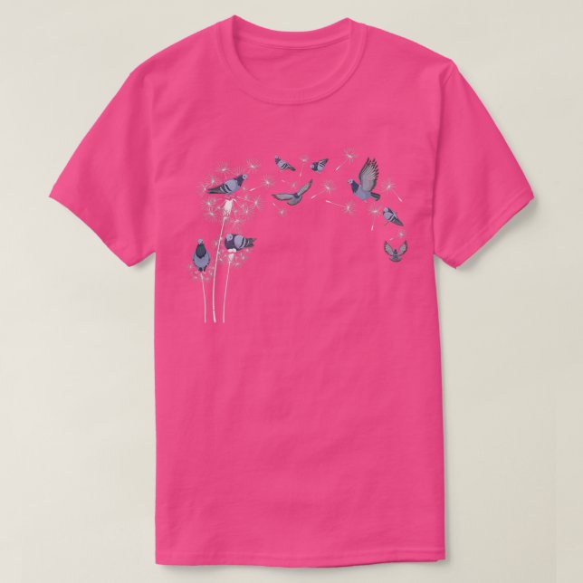 T-shirt Dandelion Pigeon Bird Whisperer Stay Coo Flying 4 (Design devant)