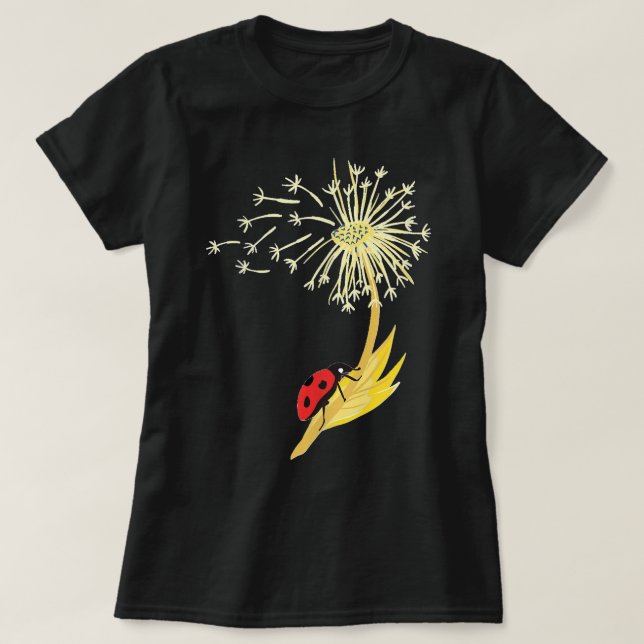 T-shirt Dandelion Semences Ladybug Pour Gardener Herbalist (Design devant)