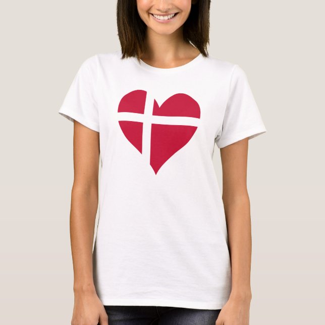T-shirt Danemark - Coeur du drapeau (Devant)