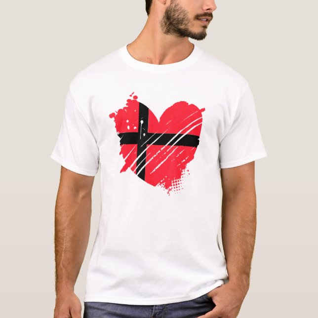 T-shirt Danemark Drapeau I Love Danemark Il Est Dans Mon A (Devant)