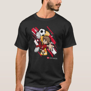 T-shirt Danemark Football Soccer Kids Jouer Football Objec